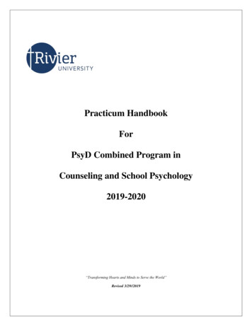 Practicum Handbook For PsyD Combined Program In . - Rivier University