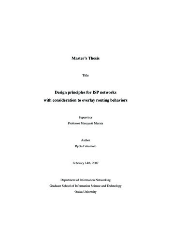 Master's Thesis Design Principles For ISP Networks With Consideration .