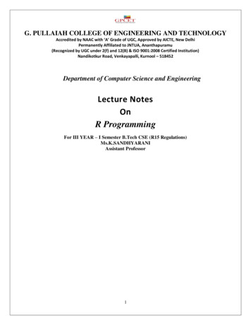 Lecture Notes On - G. Pullaiah College Of Engineering And .