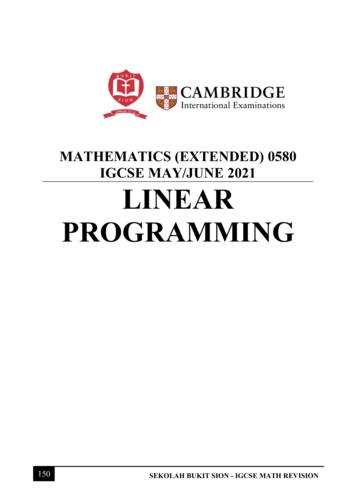 R5 Linear Programming - Math Medicine