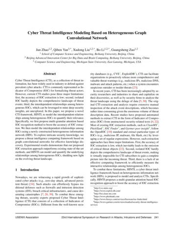Cyber Threat Intelligence Modeling Based On Heterogeneous . - USENIX