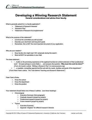 Developing A Winning Research Statement