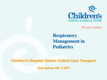 Respiratory Management In Pediatrics - Creighton University