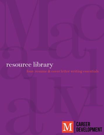 Resume Writing Handbook - William E. Macaulay Honors 