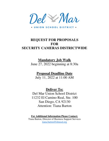 REQUEST FOR PROPOSALS FOR SECURITY CAMERAS DISTRICTWIDE Mandatory Job .