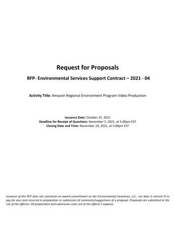 Request For Proposals - Environmental Incentives