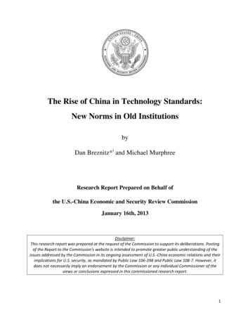 The Rise Of China In Technology Standards: New Norms In .