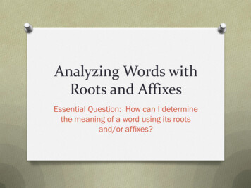 Analyzing Words With Roots And Affixes