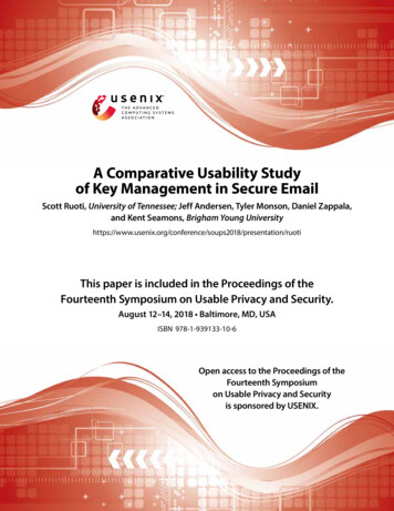 A Comparative Usability Study Of Key Management In Secure Email