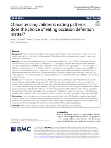 Characterizing Children’s Eating Patterns: Does The Choice .