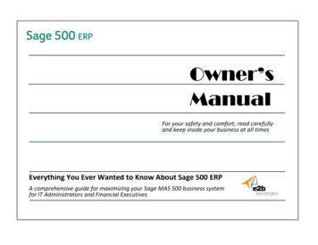 Sage 500 ERP Owners Manual - E2B Teknologies