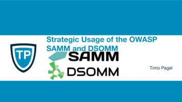 SAMM And DSOMM Strategic Usage Of The OWASP