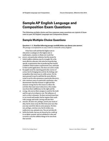 Sample AP English Language And Composition Exam 
