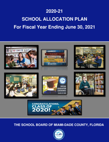 2020-21 SCHOOL ALLOCATION PLAN For Fiscal Year Ending June 30, 2021