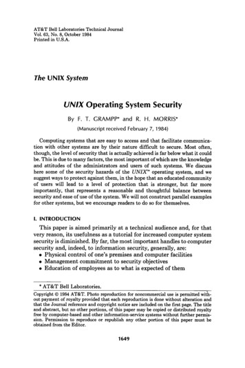 The UNIX System: UNIX Operating System Security