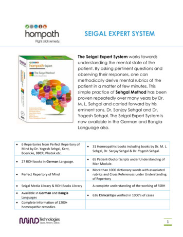 The Seigal Expert System Sehgal Method - HOMPATH