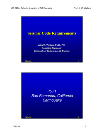 Seismic Code Requirements - University Of California, Los .