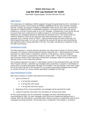 SESUG 2020 Paper 155 Log The SAS Log Analyzer For Audit