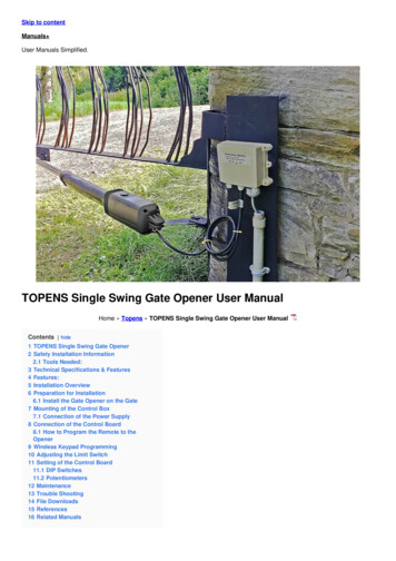TOPENS Single Swing Gate Opener User Manual - Manuals 