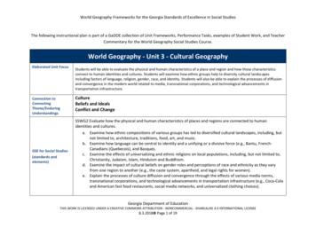 World Geography - Unit 3 - Cultural Geography