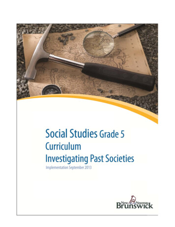 Grade 5 Investigating Past Societies Implementation - Gnb.ca