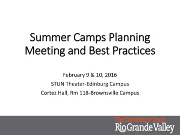 Summer Camps Planning Meeting And Best Practices - 