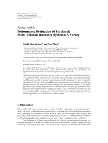 Performance Evaluation Of Stochastic Multi-Echelon Inventory Systems: A .