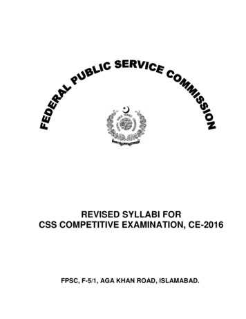 REVISED SYLLABI FOR CSS COMPETITIVE EXAMINATION, 