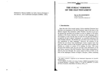 THE SYRIAC VERSIONS OF THE OLD TESTAMENT