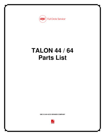 TALON 44 / 64 Parts List - ADSS