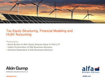 Tax Equity Structuring Financial Modeling And HLBV 