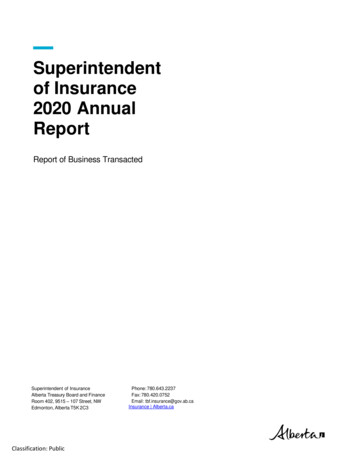 Superintendent Of Insurance 2020 Annual Report