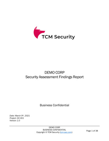 DEMO CORP SecurityAssessmentFindings Report