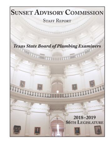 Texas State Board Of Plumbing Examiners Staff Report