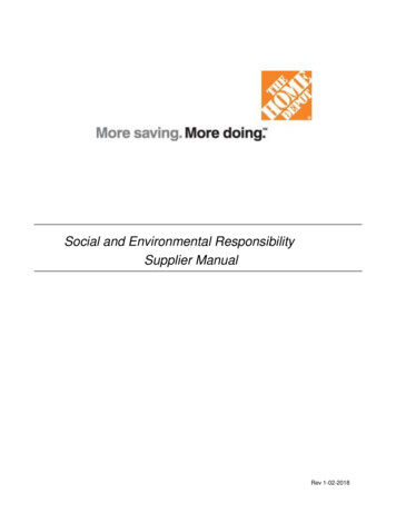 Social And Environmental Responsibility Supplier Manual - The Home Depot