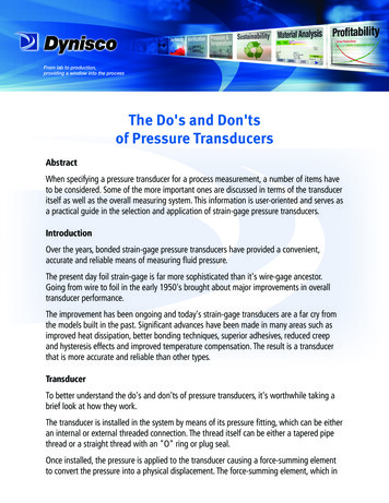 The Do's And Don'ts Of Pressure Transducers - Dynisco