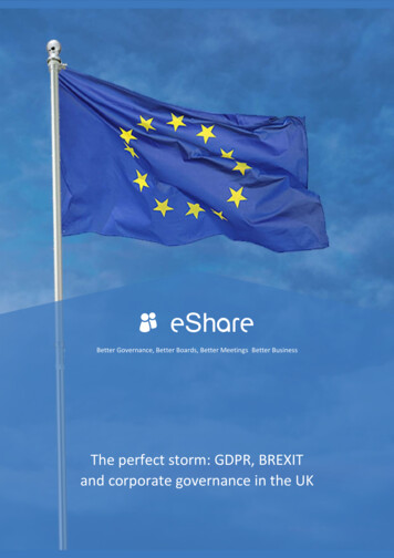 The Perfect Storm: GDPR, BREXIT And Corporate Governance In The UK