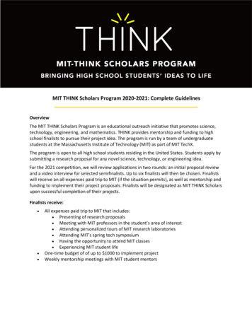 Revised Think Guidelines - MIT THINK Scholars Program