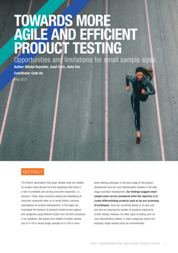 TOWARDS MORE AGILE AND EFFICIENT PRODUCT TESTING 