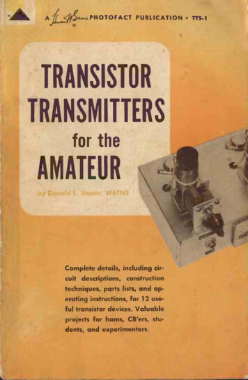 Transistor Transmitters For The Amateur Donald Stoner