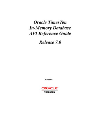 Oracle TimesTen In-Memory Database API Reference Guide