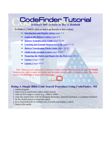 Welcome To The CodeFinder: ME Tutorial