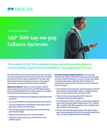 Pay & Governance S&P 500 Say-on-pay Failures Increase