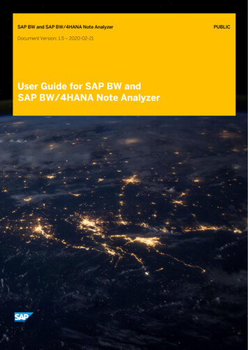 User Guide For SAP BW Note Analyzer