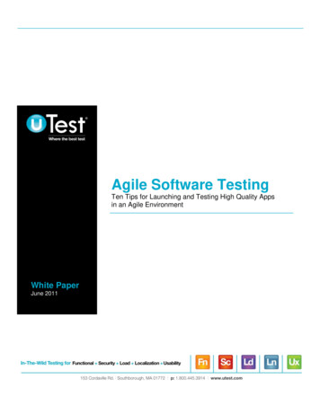 Agile Software Testing - School Of Computing