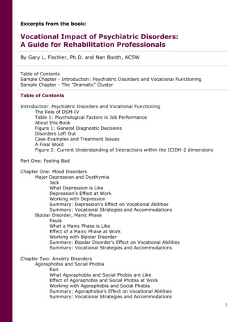 Vocational Impact Of Psychiatric Disorders: A Guide For Rehabilitation .