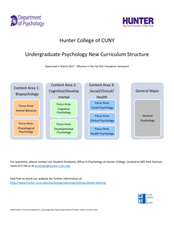 Hunter College Of CUNY Undergraduate Psychology New Curriculum Structure