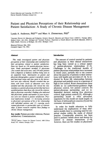 Patient And Physician Perceptions Of Their Relationship And Patient .