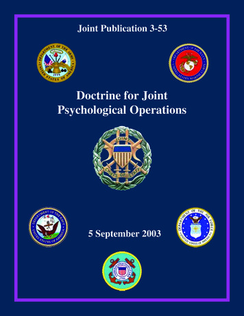 Doctrine For Joint Psychological Operations