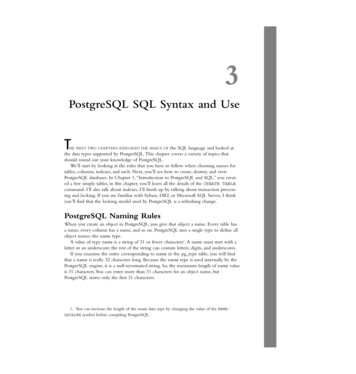 PostgreSQL SQL Syntax And Use - Pearson